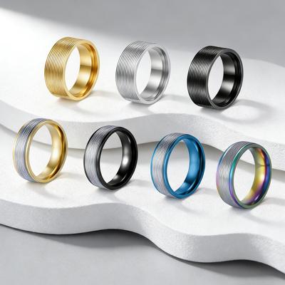 Bestseller Europeo: Anillo de Acero de Titanio Multicolor para Hombre, Joyería Galvanizada al Vacío para Parejas