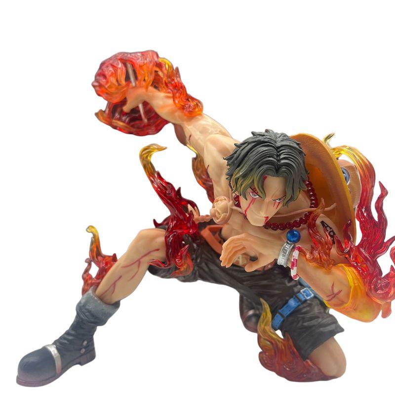 One Piece Portgas D Ace Glowing Action Figure Flame Scene Pvc Collectible Statue Desktop Decoration For Anime Fans Collectors
