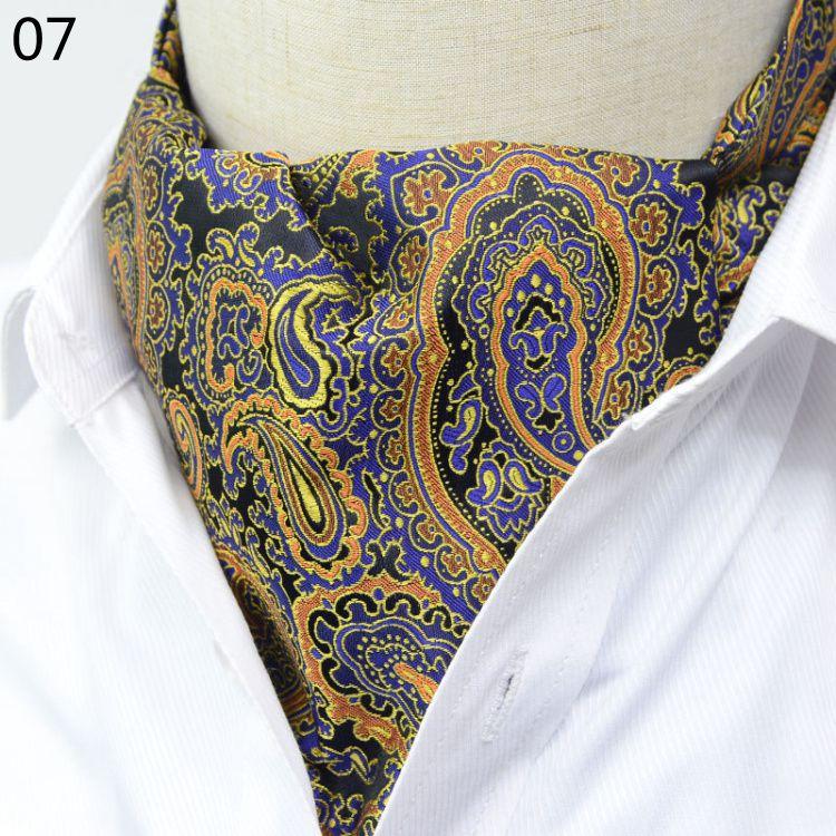 Luxury Men's Ascot Ties Vintage Paisley Cravat Self Tied British style Gentleman Polyester Silk Neck Tie Wedding FormaParty