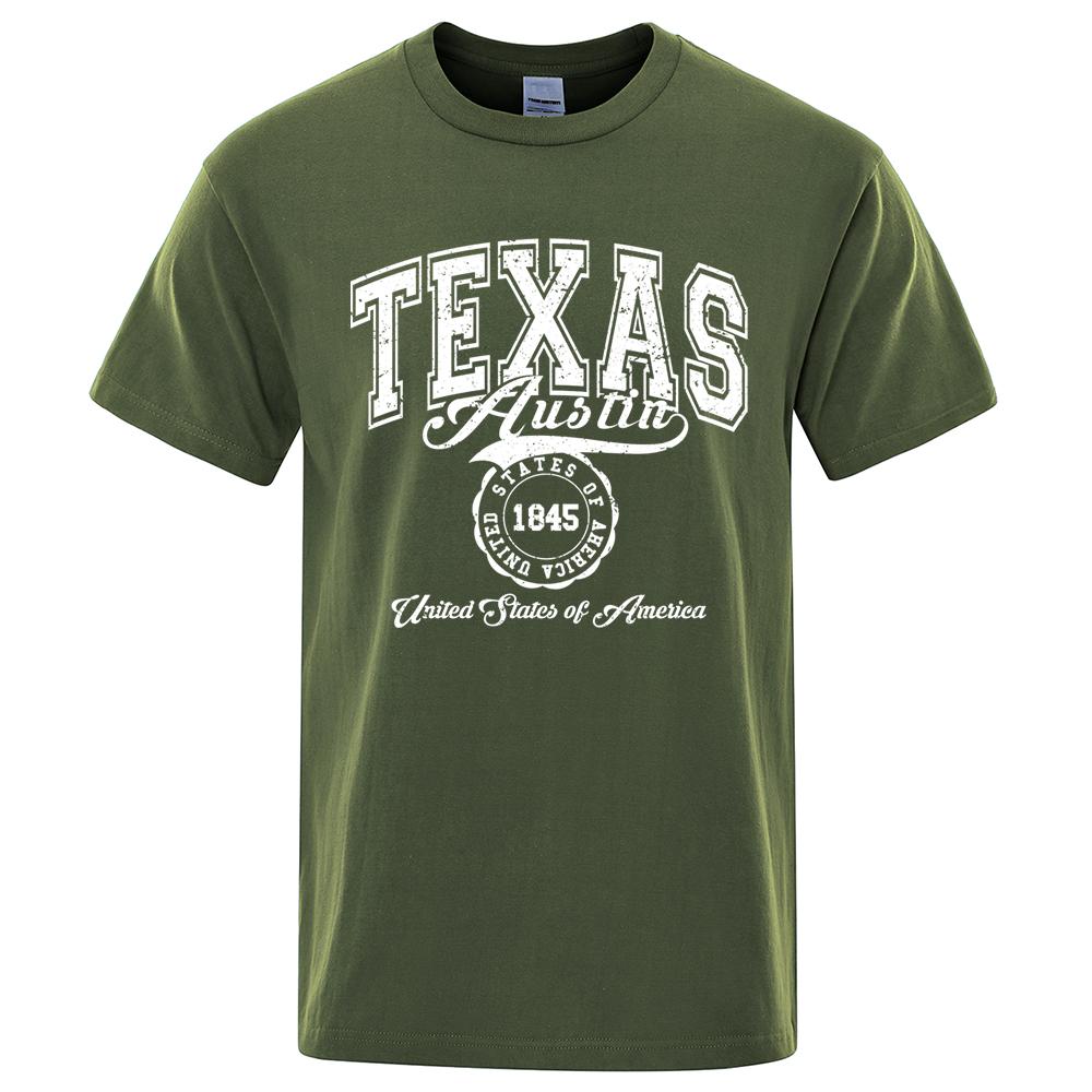 Texas Austin United States Of America Tshirt Men Women T-Shirts Hip Hop Breathable T-Shirt Casual Tee Clothes 100% Cotton Tops