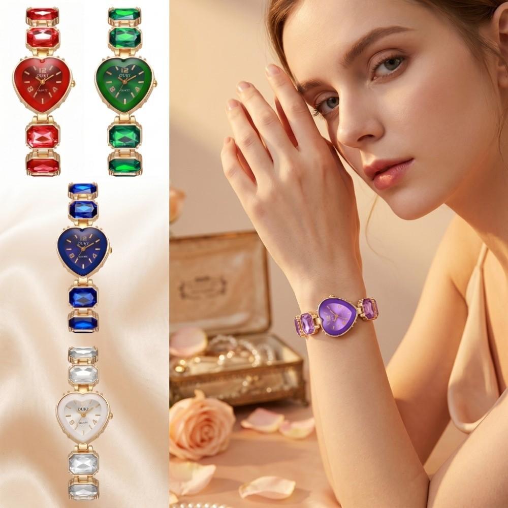 Adjustable Bracelet Rhinestone Bracelet Watch Colorful Crystal Chain Wristwatch  Girl