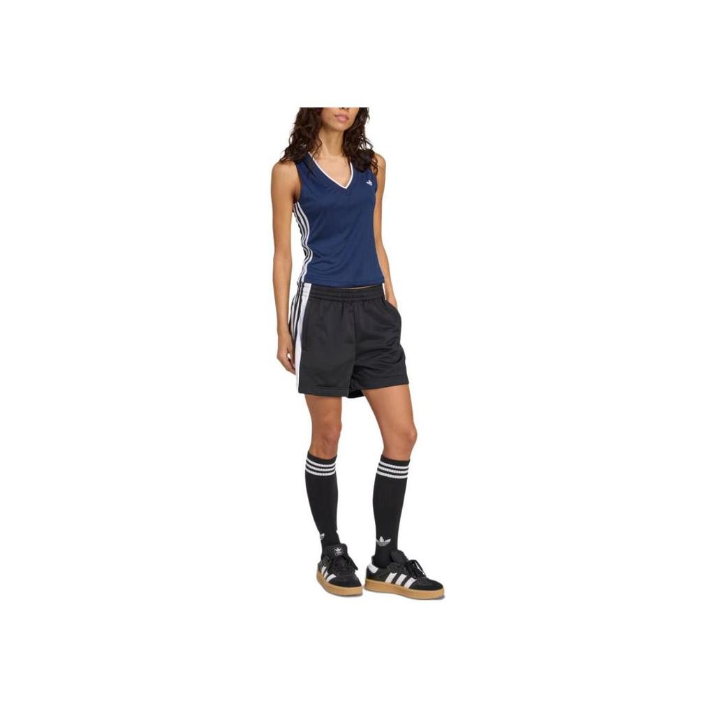 Adidas Originals Classic Striped V-Neck Sleeveless Vest Breathable Casual Daily Tops Women Night Blue KD2280