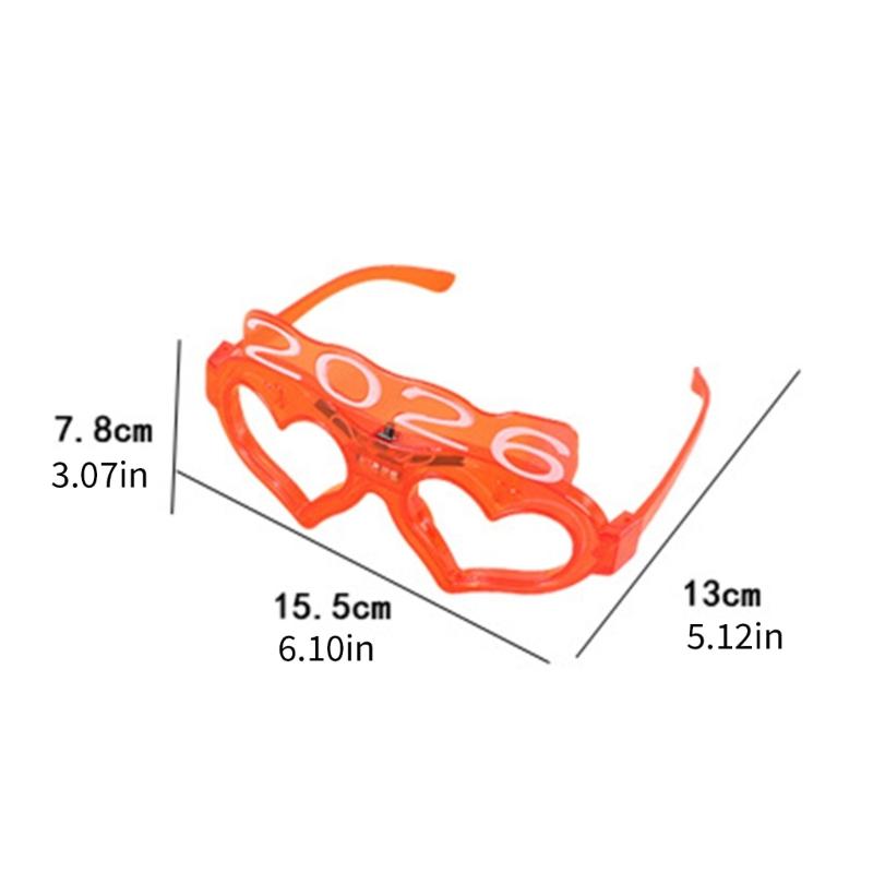 6Pcs Glowing Heart LED Glasses Night Event Party Supplies Reusable Bright Light Comfort Safe Materials