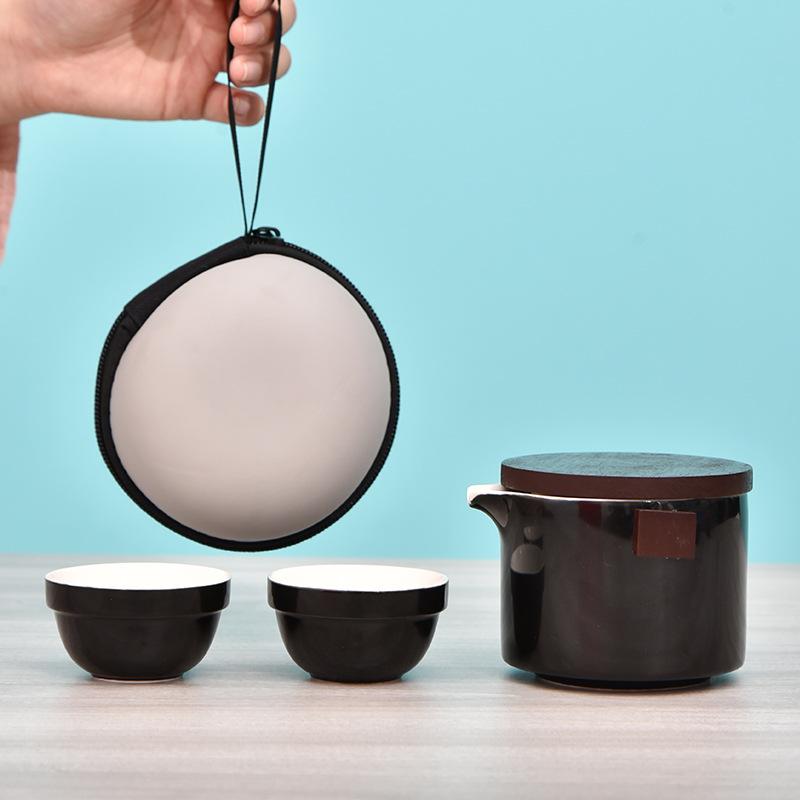 

New travel tea set high-end leather bag portable tea set enterprise business souvenir