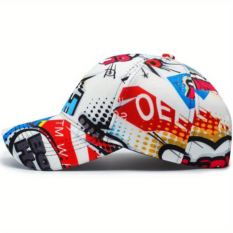 Cartoon Print Fashion Graffiti Hip-hop Baseball Cap for Young Men and Women, Street Trend Curved Brim Hat