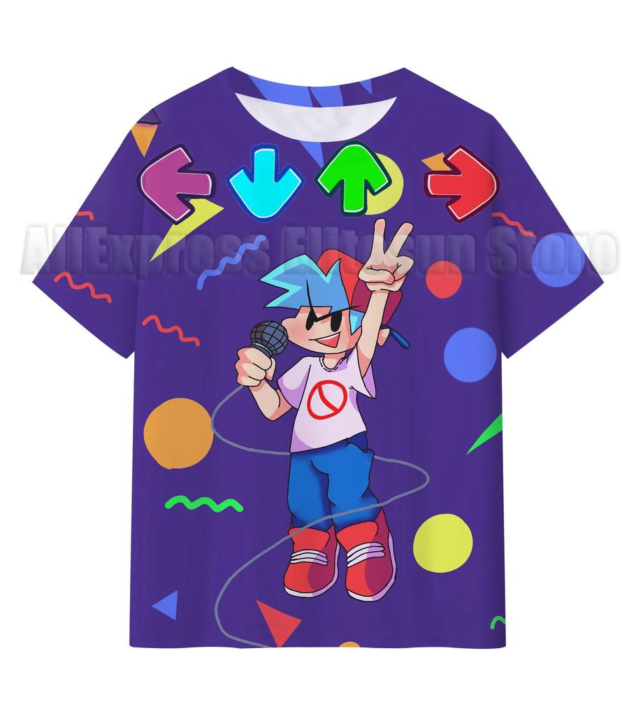 Friday Night Funkin 3D T Shirts Kids Children Game T-shirts Boys Girls Cartoon Anime Tshirts Summer Toddler Tee Streetwear
