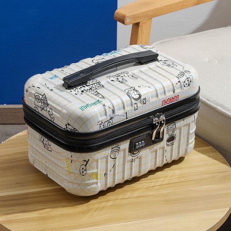 Retro Large-Capacity Makeup Bag and 18-Inch Carry-On Suitcase Combo