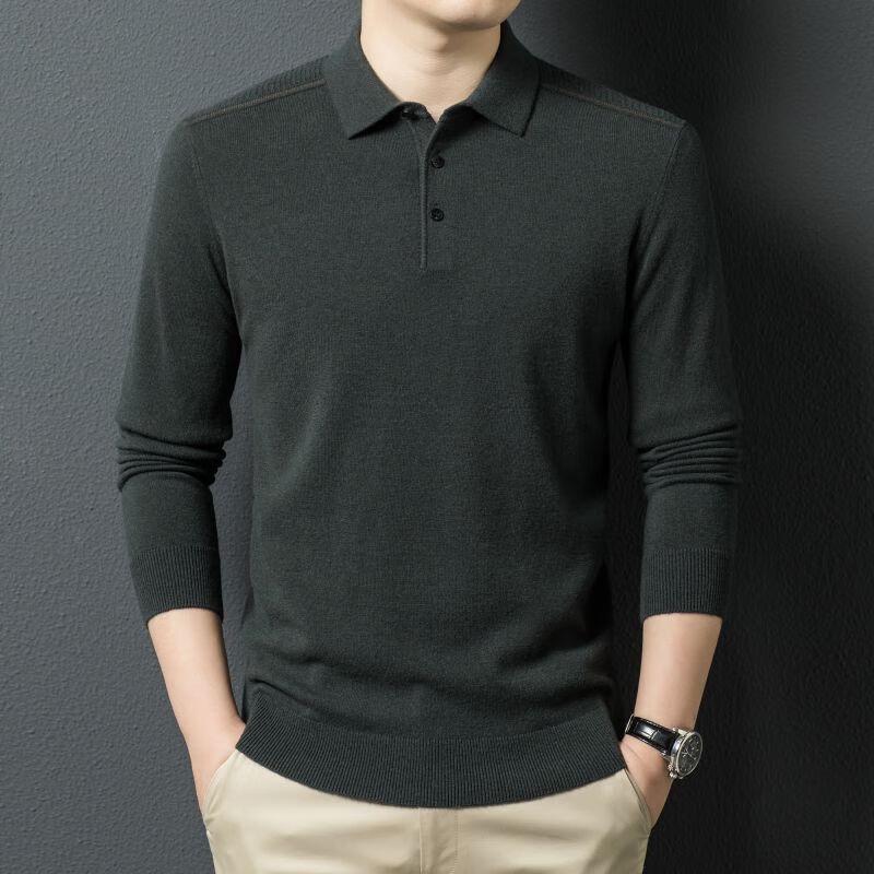 

FENGXUN Мужской классический пуловер из 100% шерсти с отложным воротником 185