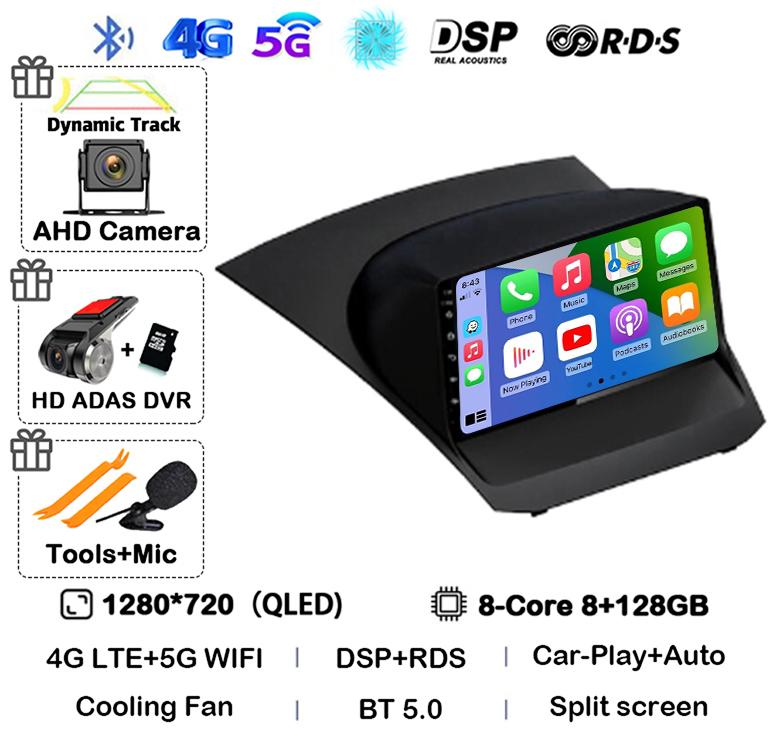 Android13 Carplay Auto For Ford Fiesta Mk 6 2009 2010 2011 2012 2013 2014 -2018 Multimedia Car Radio Player WIFi+4G DSP GPS 2DIN