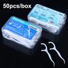 50Pcs Portable Disposable Dental Floss Plastic Toothpick High-Tension Dental Floss Stick Dental Box Oral Care