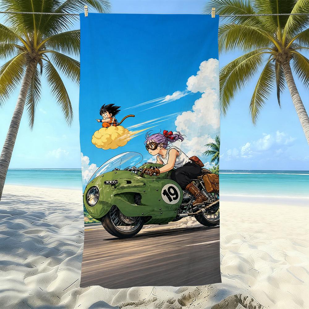 Animation Beach Towels Thickened Microfiber Quick-Drying Bath Towels Outdoor Travel Towels Can Be