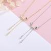 Fine Jewelry 925 Sterling Silver Butterfly Necklaces Double Butterflies Drop Diamond Tassel Chain Gold Plated Necklaces Women