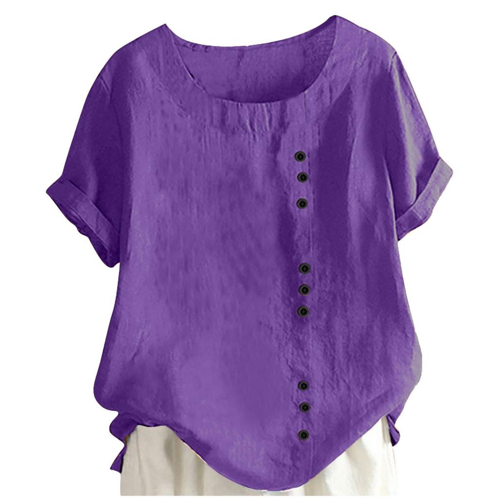 Summer Children's Casual Solid-color Round-neck Top And Casual Loose T-shirt