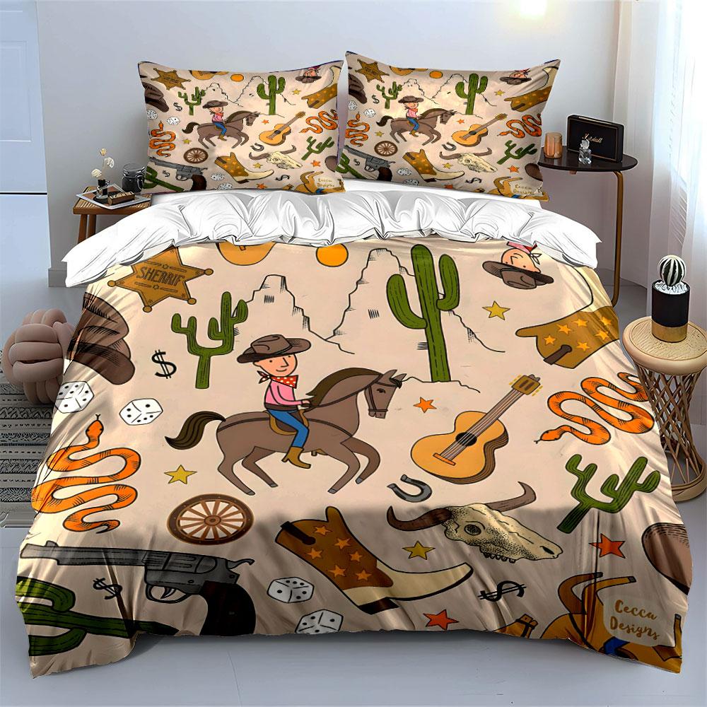 Western-Themed Cowboy Adventure Set Exquisite Three-Piece Bedding Set Gift For Kids And Adults