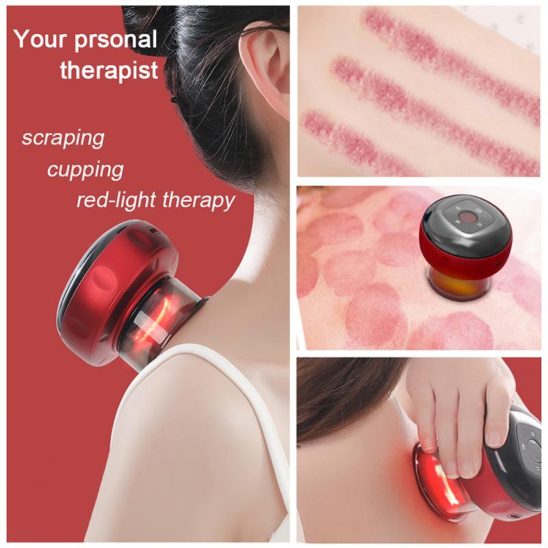 Smart 6/12 Gänge Vakuum Schröpfmassage Elektrische Heizung Körper Gua Sha Schaben Massagegerät Saugnapfgerät für Nacken Rücken Schlankheitskur
