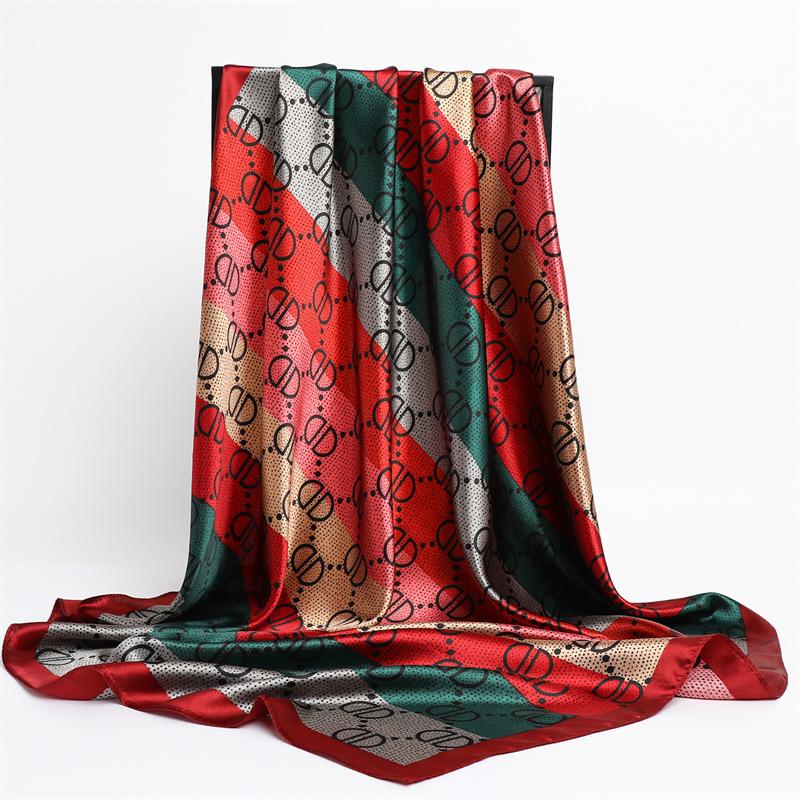 90 * 90 cm Nytt silkeskjerf Dame Vår- og sommerdekorativt skjerf Solkrem reisesjal Høst- og vinterskjerf tynn utgave