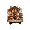 Halloween Wooden Tabletop Decor Pumpkin House - Ornament with Stand for Shelf Mantel