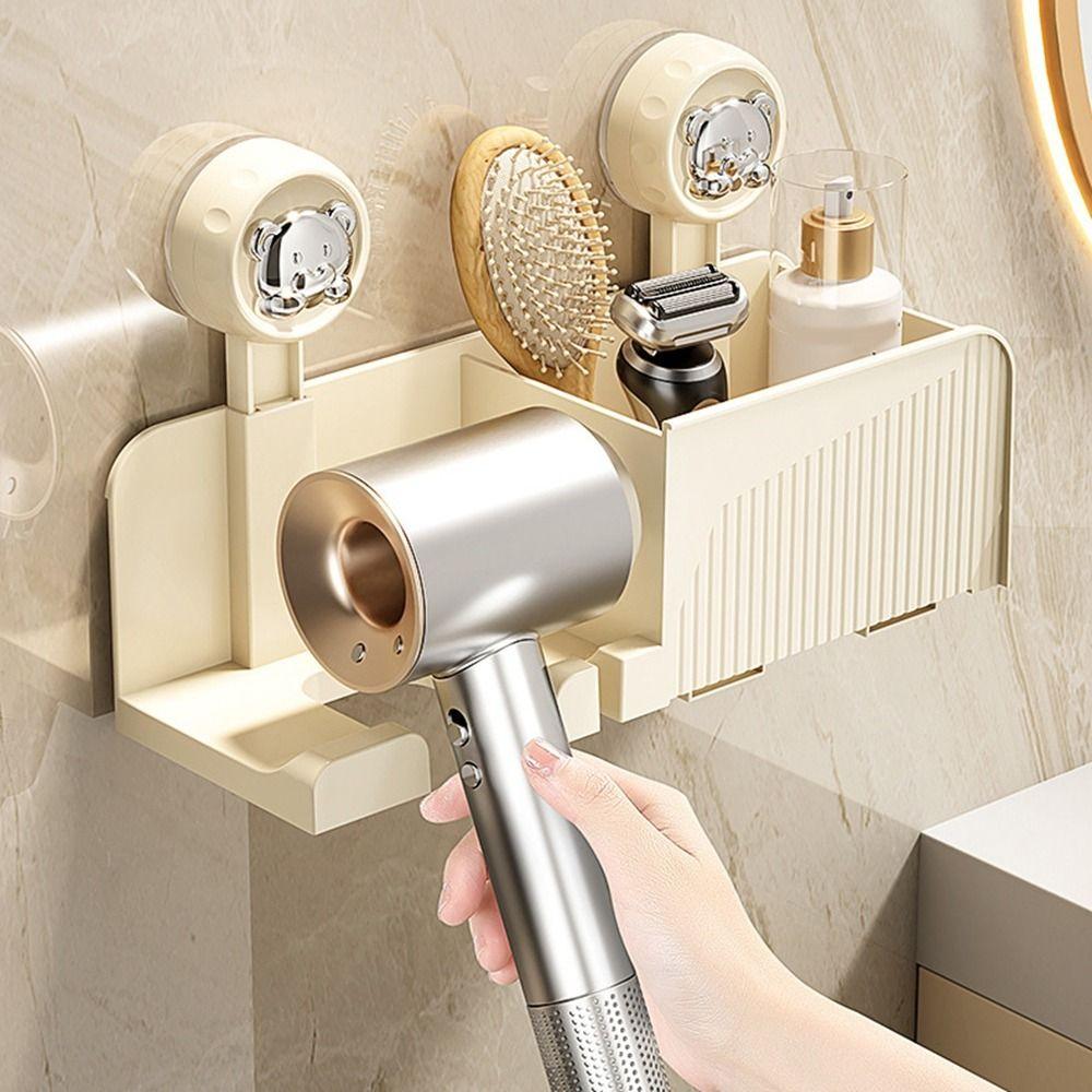 Wall Mounted Hair Dryer Storage Rack Plastic Hair Dryer Bracket Hairdryer Organizer  Bathroom