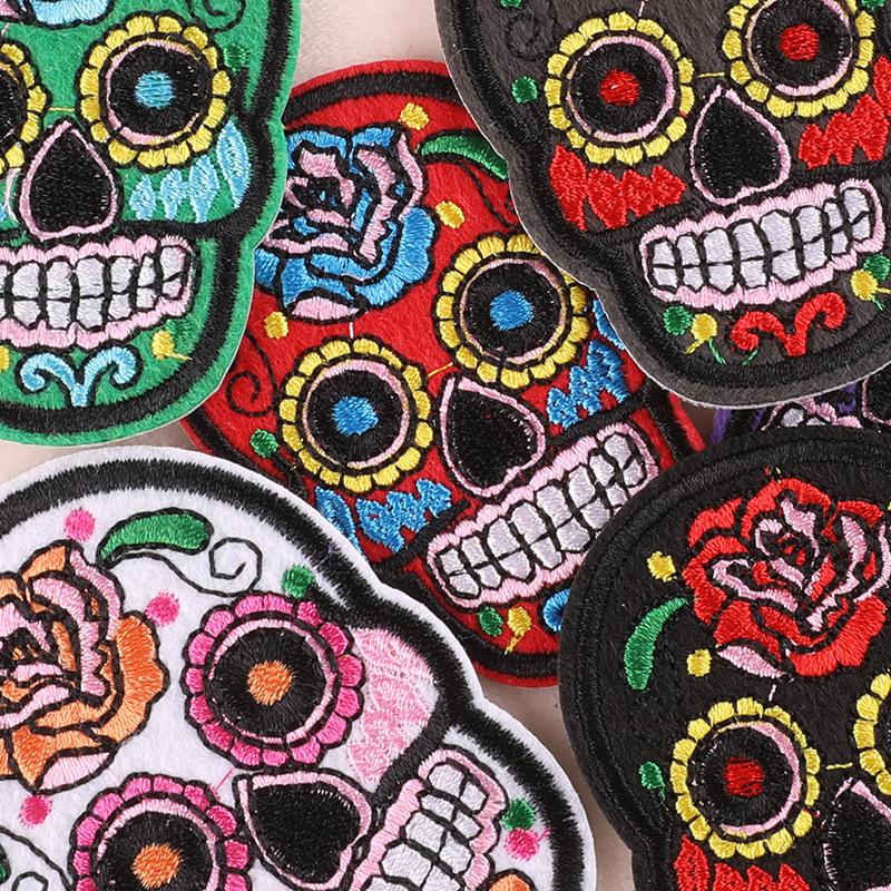 Embroidery Rose Skull Ghost Head Clothing Accessories Patch Patch Badge Badge Shoes and Hats Luggage Accessories Embroidery Cloth Patch
