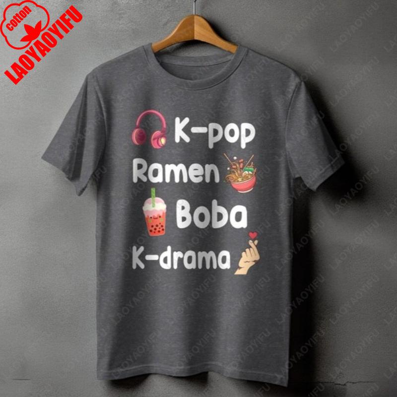 Kpop RaUnisex Boba Kdrama TShirt Kpop Lover cotton Shirt Asian Culture Tees Cute Aesthetic Unisex TShirt K Drama Enthusiast Tee