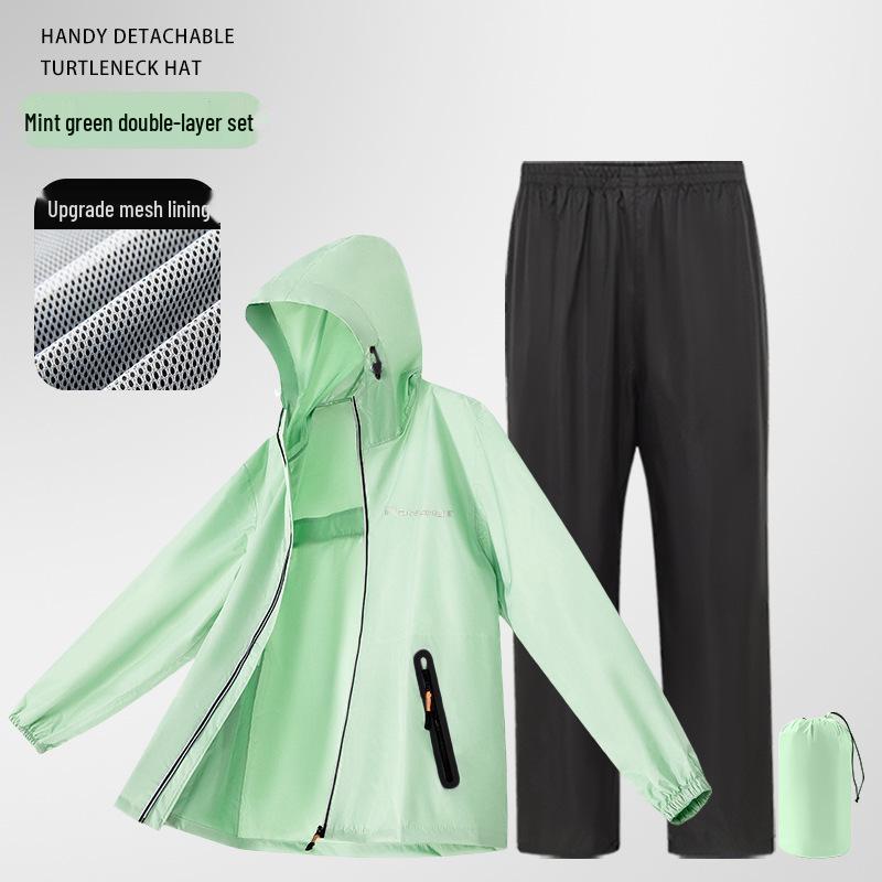 Unisex Lichtgewicht Regenjas & Broek Set, Anti-Stortbui, Waterdicht, Ideaal voor Fietsen, Voedselbezorging & Elektrisch Motorrijden.