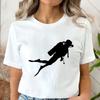 Lustiges Taucher Tauch-Grafikdruck T-Shirt Taucher Tauch-Oberteile Mode O-Ausschnitt Kurzarm-T-Shirts Große Größen Damen T-Shirt