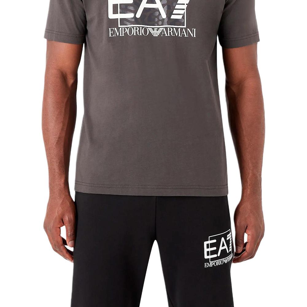 Emporio Armani EA7 SS23 Letter Logo Print Crew Neck Short Sleeve T-Shirt Men tops Soil-Brown 3RPT01-PJ02Z-1997