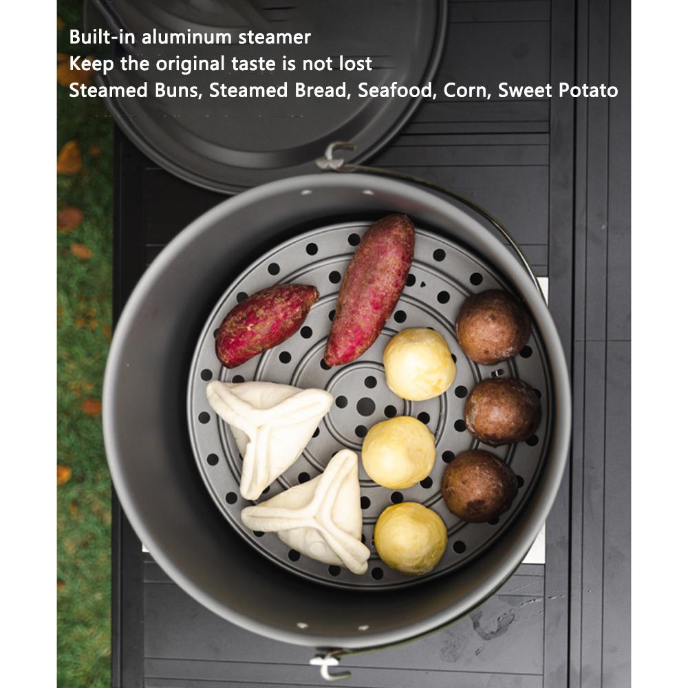 Camping Pot Cookware  Aluminum Lightweight Cooking Pot with Steamer for Outdoor Camping Hiking Meals 15L