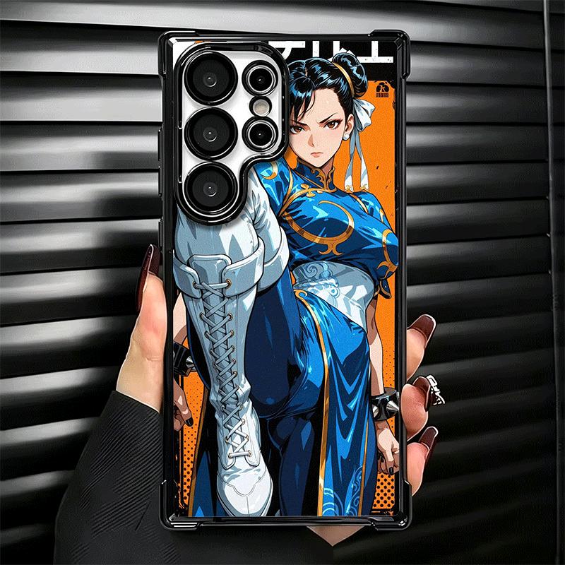 ChunLi S-Street F-FighterS Plating Phone Case For Samsung Galaxy S24 S25 FE S26 Edge S23 Ultra S22 S21 Plus S20 Anti-Fall Airaba