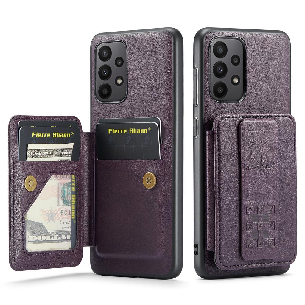 For Samsung Galaxy A23 4G Case Leather+TPU Phone Cover Built-in Magnetic Holder Metal Sheet
