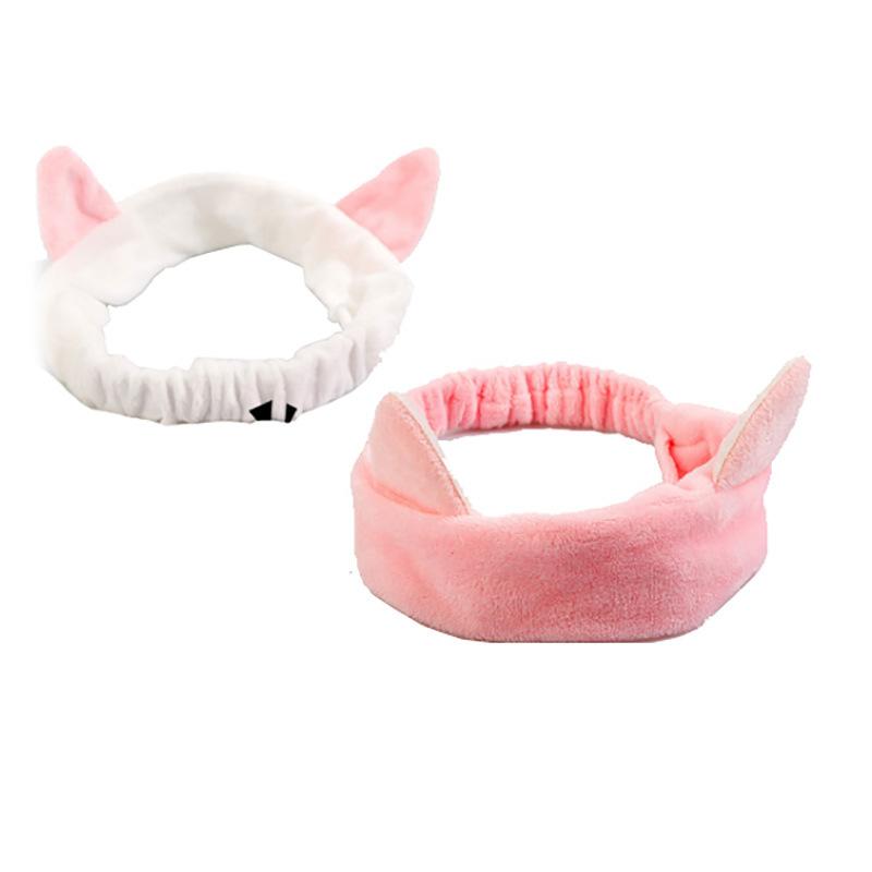 2021 Soft Velvet Spa Headband Korean Skincare Cat Ear Face Wash Headbands for Makeup Shower Bath