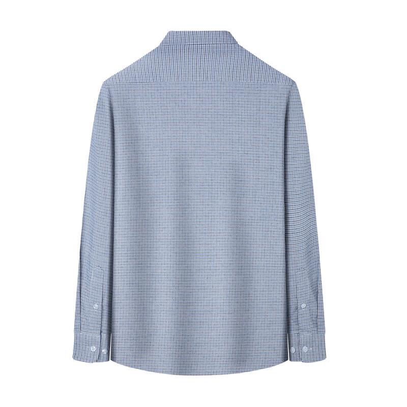 Men's 100% Cotton Brushed Houndstooth Long-Sleeve Shirt
