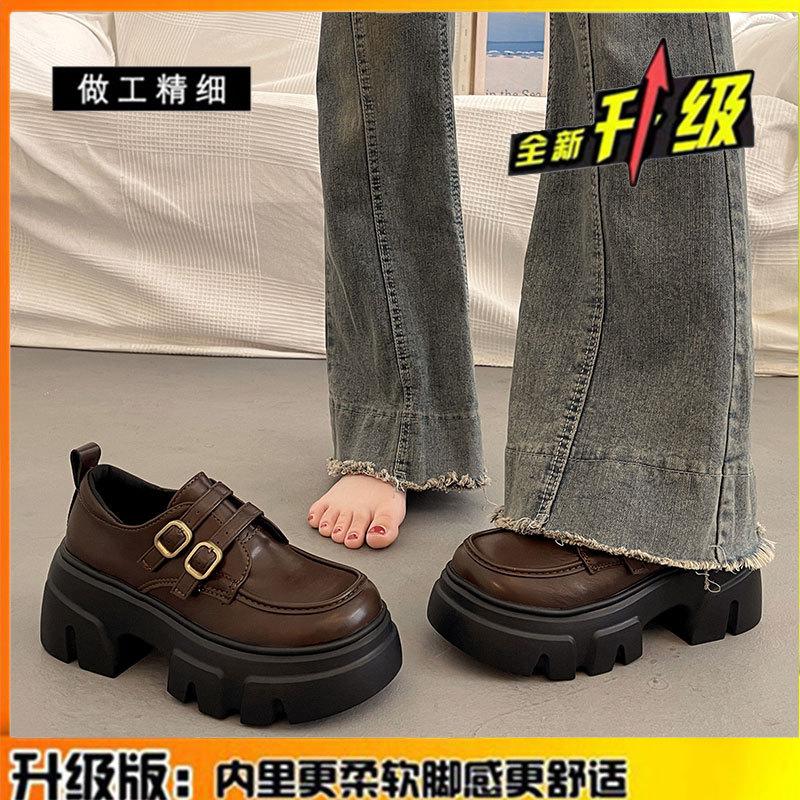 The first layer of cowhide thick sole heightening small leather shoes women's autumn leather women's shoes 2025 new Mary Jane shoes Loafer single shoe