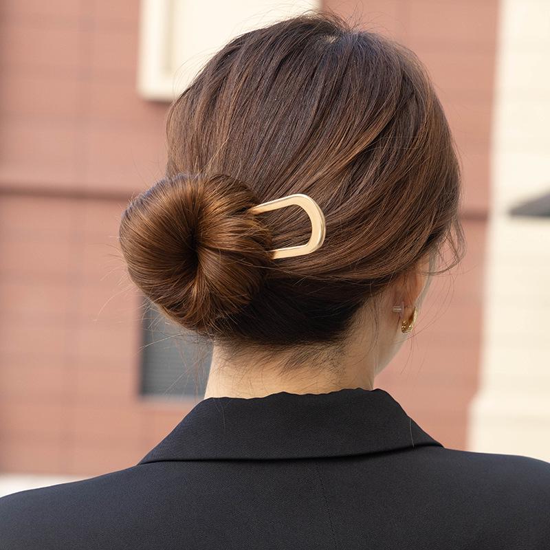 U-Shaped Enamel Metal Hairpin – Ancient Style, Large for Daily Use