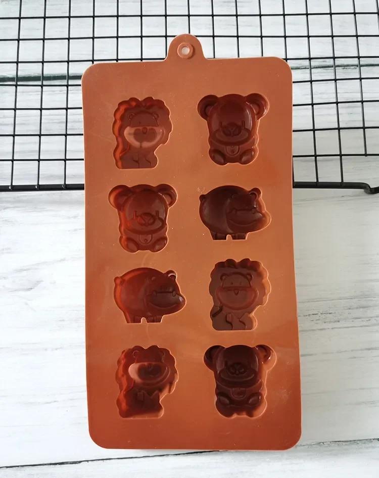 Lion Bear Hippo Shaped Silicone Cake Mold Animal Chocolate Mold Cake Mold Cookie Suitable For Candy Ice Cube Baking Tools