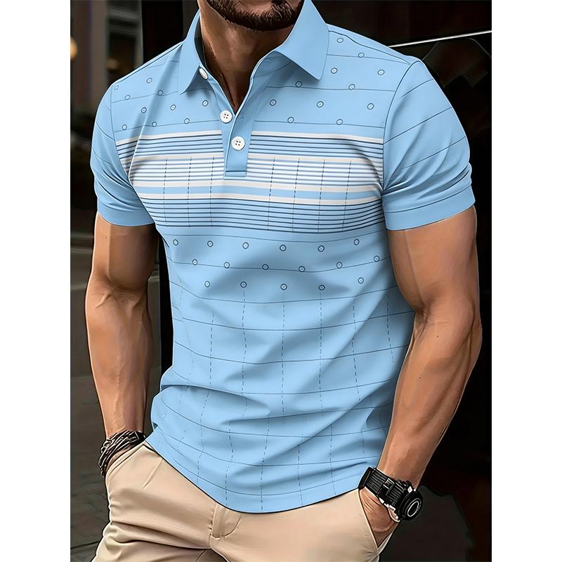 

Beach Men s Summer Polo Shirts Fashionable 3D Digital Printing Comfortable Short Sleeve Soft Cotton Blend Casual Work 3XL синій
