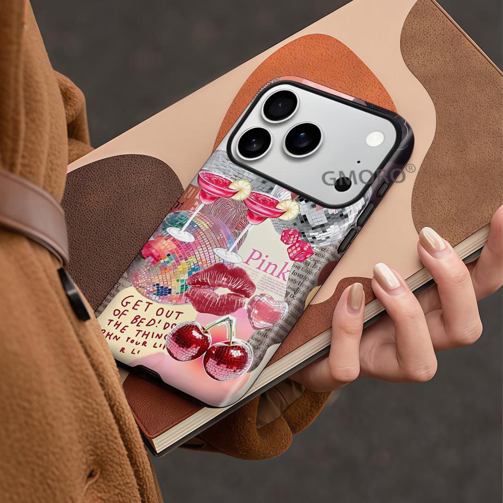 Hot-selling Splicing Illustration Mobile Phone Case Iphone15plus Film Two-in-one Apple 16 Matte Protective Case