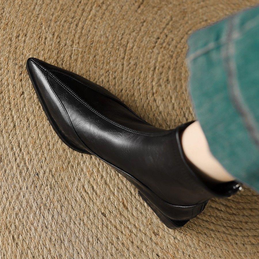 Dámské kotníkové boty s špičatou špičkou a robustním podpatkem se zadním zipem - Zateplené fleecem, všestranné elastické ponožkové boty pro podzim/zimu 2025.