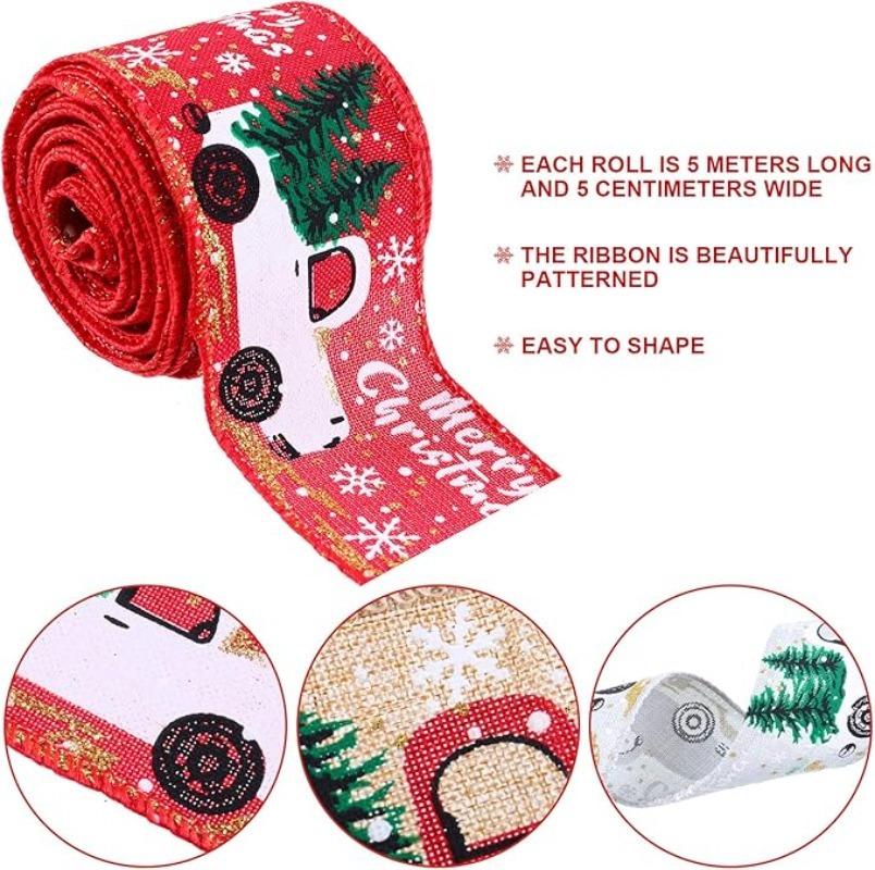 Christmas Woven Ribbon Imitation Linen Satin for Gift Packaging Bow Accessories Decorative Holiday Ribbons for DIY Craft Decor