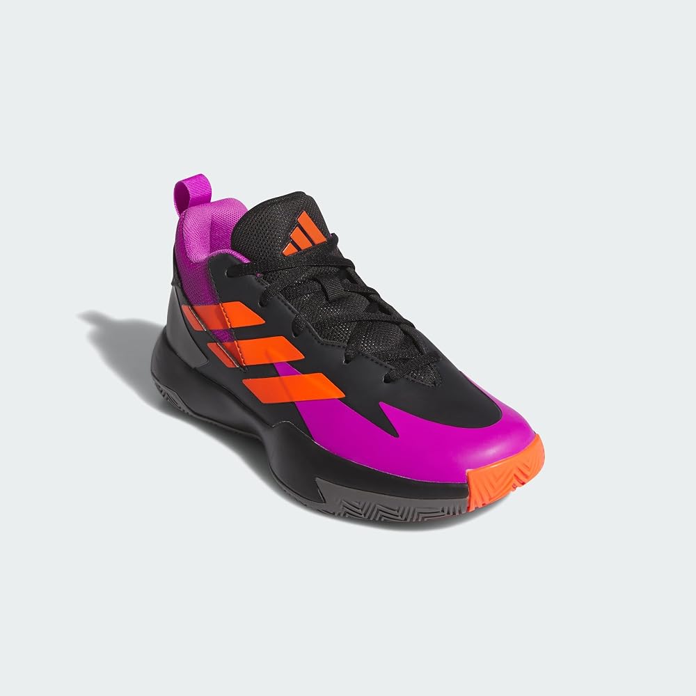 Adidas Cross Em Up Select Basketball Shoes Kids Unisex Core Black/Purple Burst/Impact Orange 23.5 cm