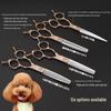 Rose Gold 6.5" Double Tail Pet Grooming Scissors with Curved Tip & Straight Tooth for Cats & Dogs.