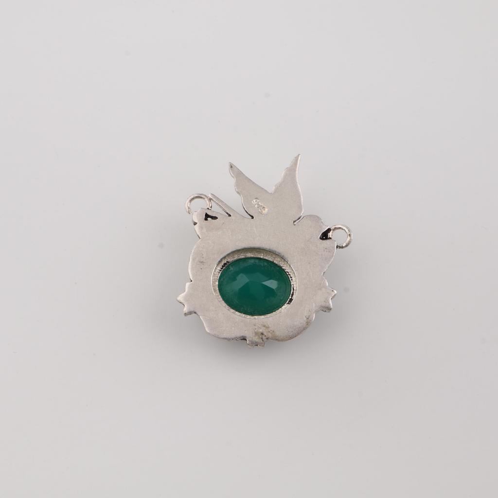 Green Onyx Gemstone Silver Pendant 0.5" 925 Sterling Silver Women Jewelry For Anniversary Gift For Her CP-43-21