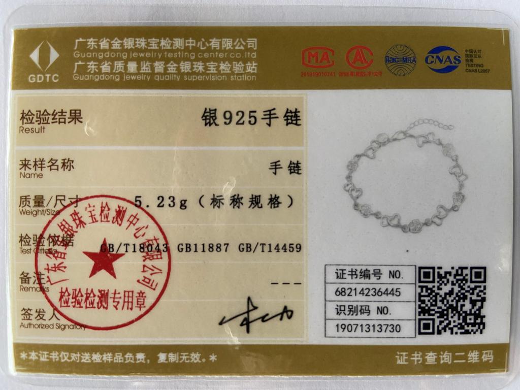 925 Sterling Silver AAA Zircon Heart-Shaped Gift Bracelet Fashion Jewelry