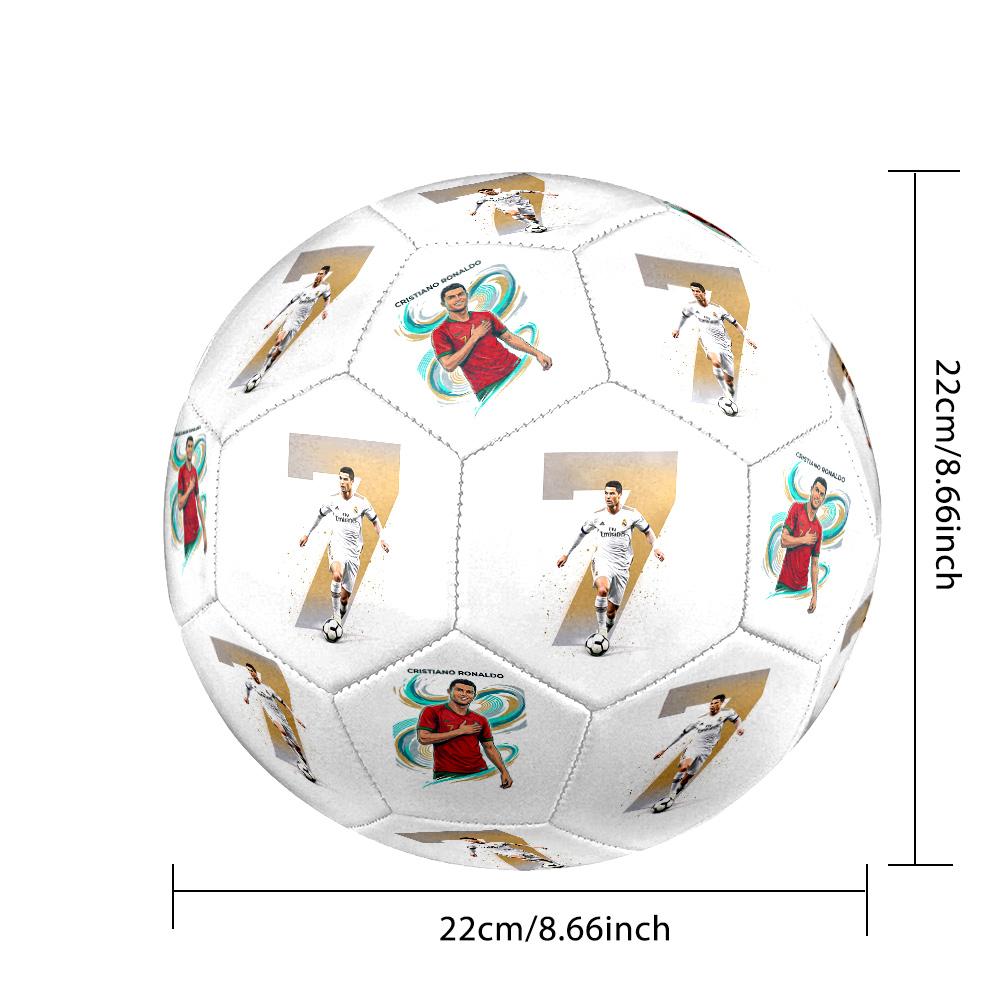 Ronaldo's Real Madrid Player Action Soccer Ball Size 5 Football Machine Sewn Indoor/Outdoor Training and Matches Surprise Collection Gift