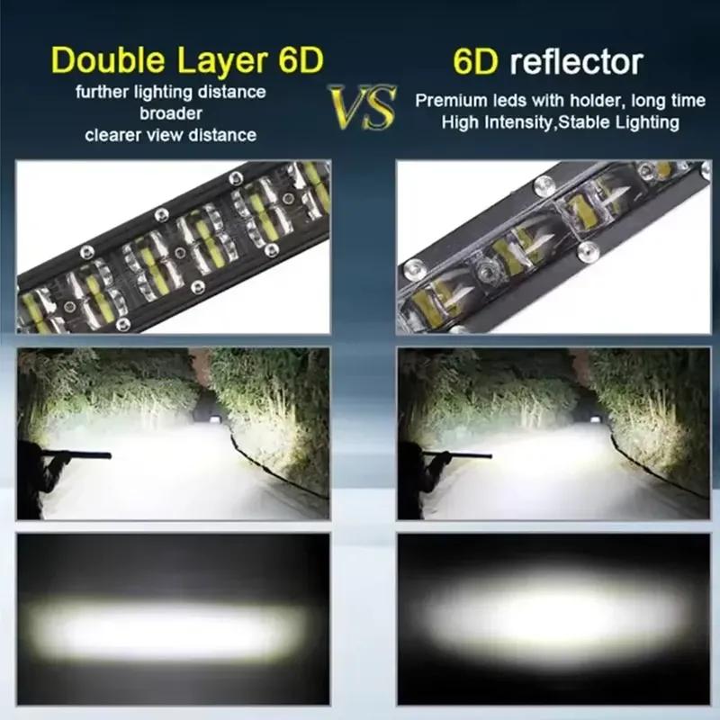 6D Lens Ultra Strip LED Light Bar 8" 14" 20" inch Driving Fog Lamp Work Light 4x4 Led Bar for Motorcycle Offroad SUV ATV Tractor