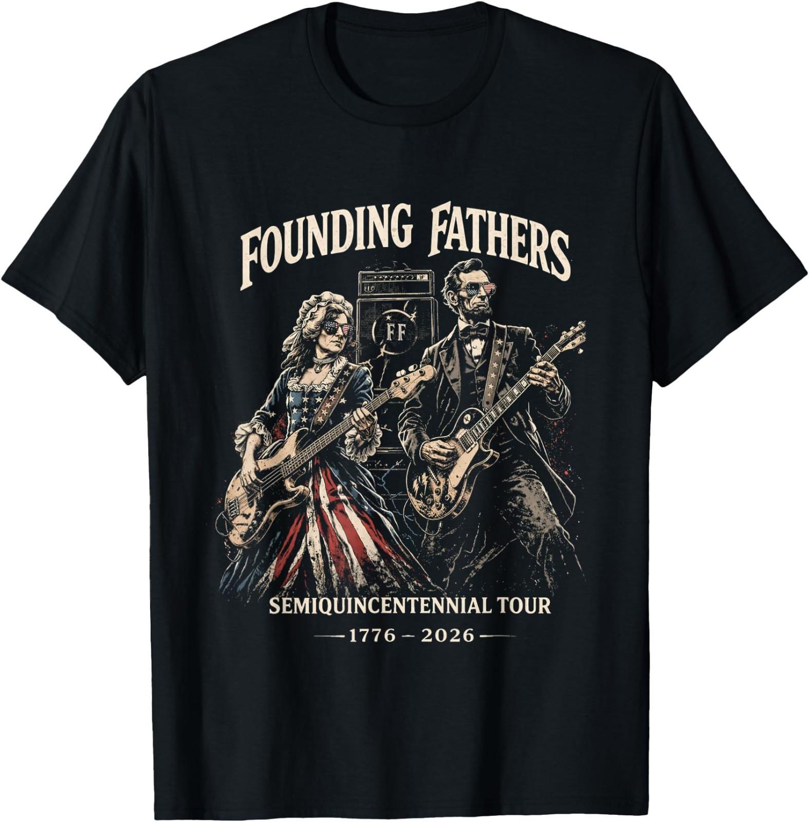 Abraham Lincoln Betsy Ross Guitar Founding Fathers Band 1776 T-Shirt S