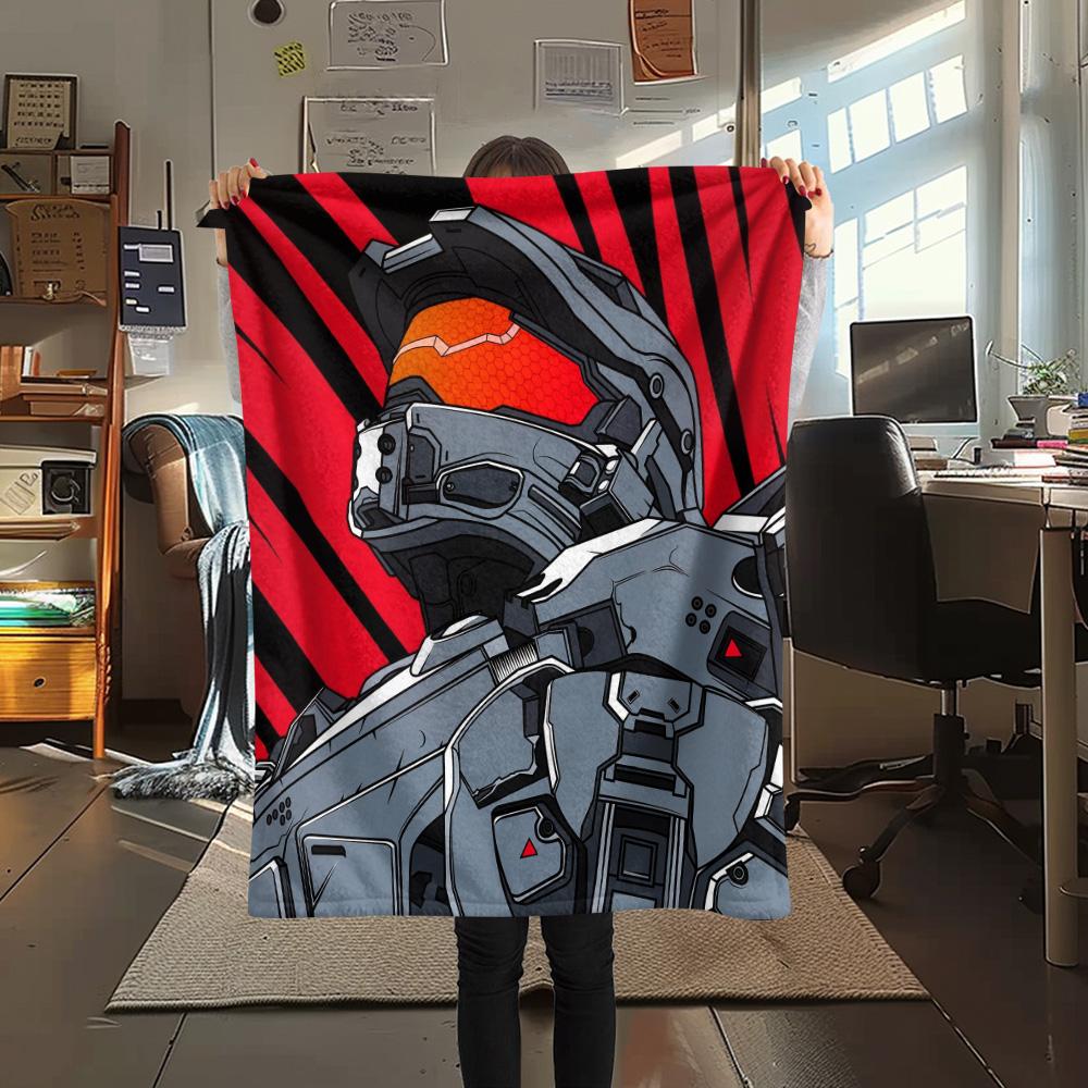Master Chief  Print Flannel Blanket, High Quality Comfortable for All Seasons, Home Decor, Warmth and Comfort