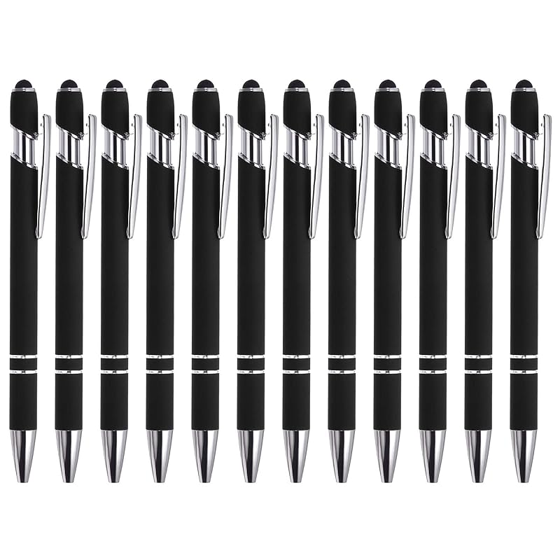 

PATIKIL writing implements stylus pen ballpoint pen stylus tip 2 in 1 black ink 1.0mm medium point for touch screen style 1 black 12 pieces