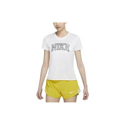 Dri-FIT Μονόχρωμο T-Shirt Αθλητικό με Λογότυπο και Στρογγυλή Λαιμόκοψη Γυναικεία Μπλούζες Λευκό DQ6372-100
