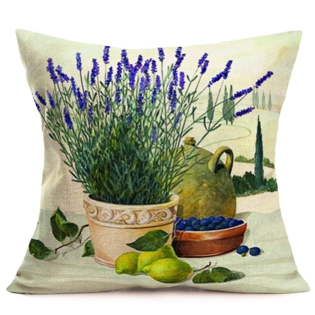 Flowerpot Lavender Print Pillowcase Living Room Sofa Cushion Cover Home Decor Throw  40x40